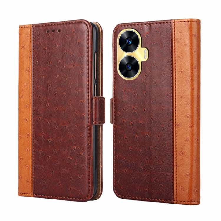 For Realme C55 Ostrich Texture Flip Leather Phone Case