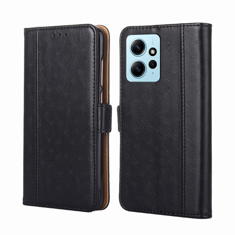 For Xiaomi Redmi Note 12 4G Global Ostrich Texture Flip Leather Phone Case