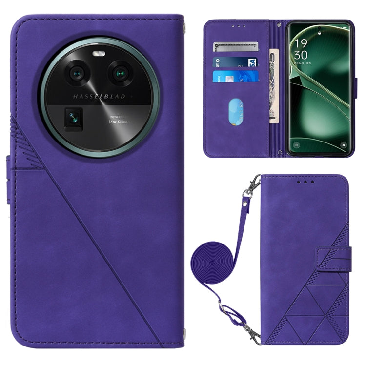 For OPPO Find X6 Crossbody 3D Embossed Flip Leather Phone Case