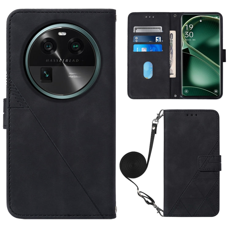 For OPPO Find X6 Crossbody 3D Embossed Flip Leather Phone Case