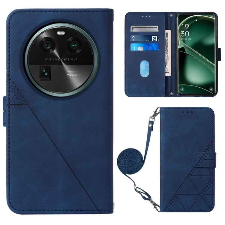 For OPPO Find X6 Crossbody 3D Embossed Flip Leather Phone Case
