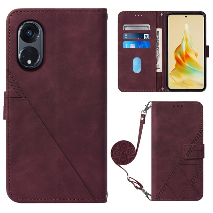 For OPPO Reno8 T 5G / A1 Pro 5G Global Crossbody 3D Embossed Flip Leather Phone Case