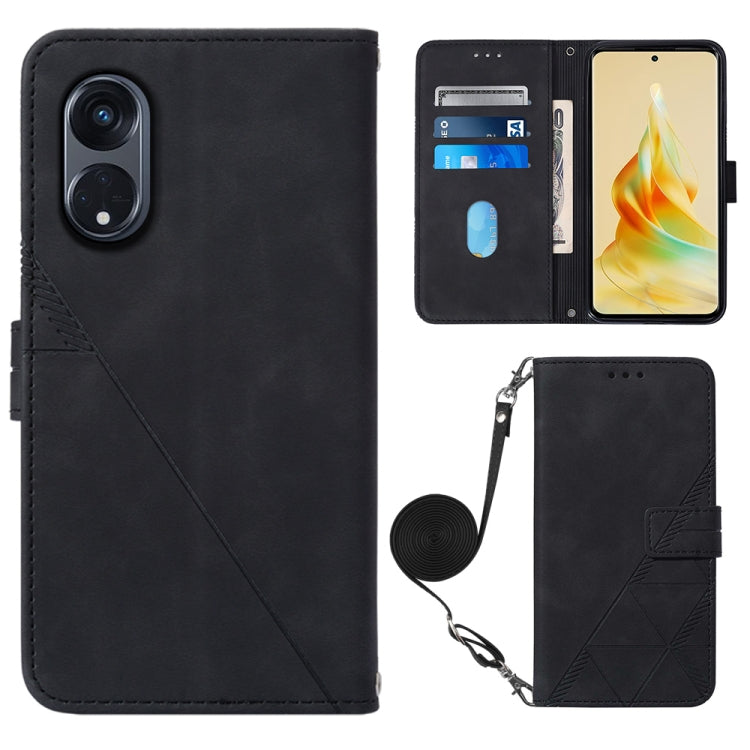 For OPPO Reno8 T 5G / A1 Pro 5G Global Crossbody 3D Embossed Flip Leather Phone Case