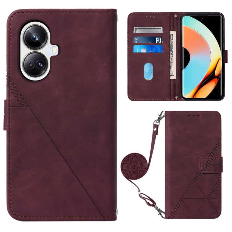 For Realme 10 Pro+ 5G Crossbody 3D Embossed Flip Leather Phone Case
