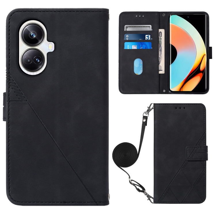 For Realme 10 Pro+ 5G Crossbody 3D Embossed Flip Leather Phone Case