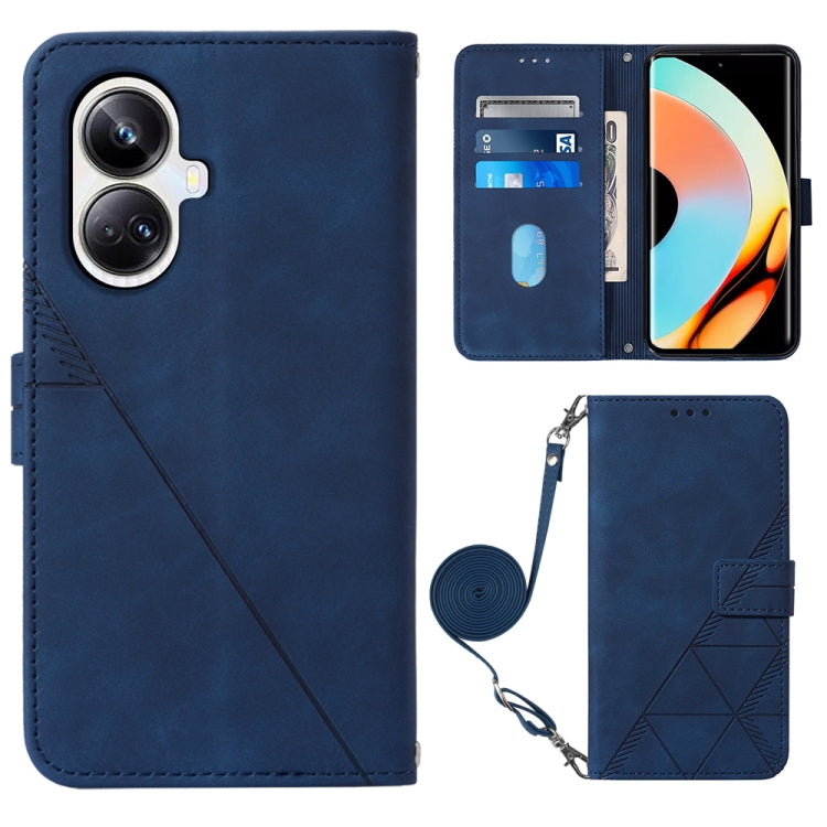 For Realme 10 Pro+ 5G Crossbody 3D Embossed Flip Leather Phone Case