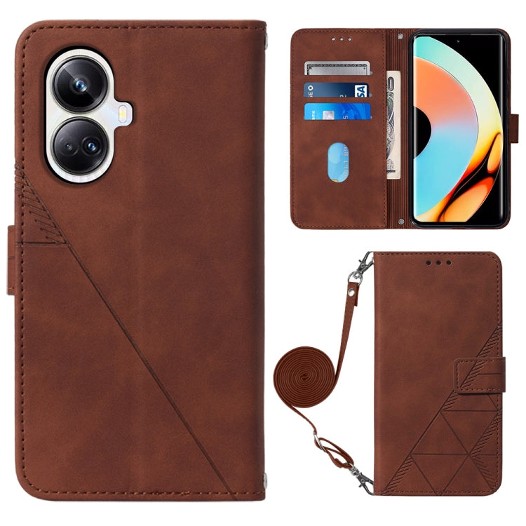 For Realme 10 Pro+ 5G Crossbody 3D Embossed Flip Leather Phone Case