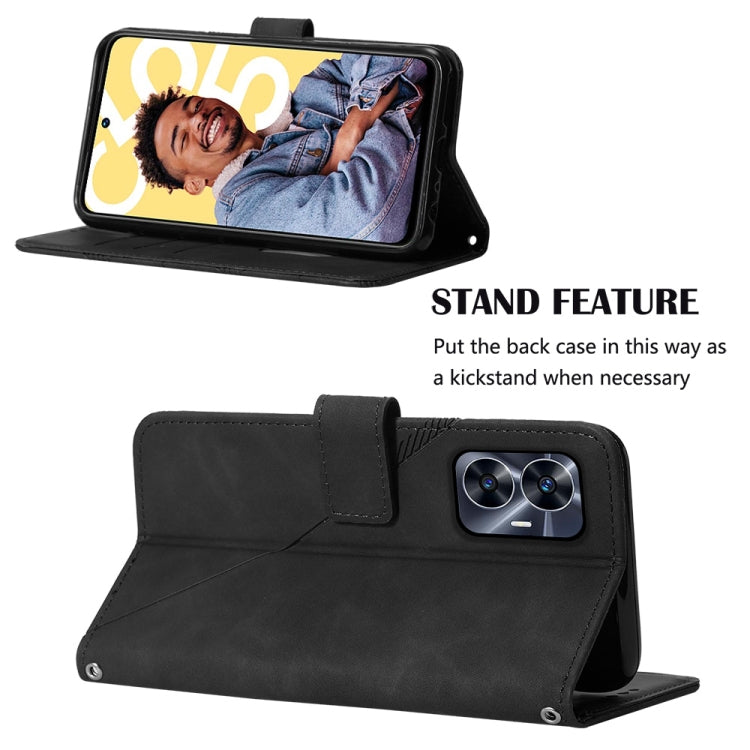 For Realme C55 Crossbody 3D Embossed Flip Leather Phone Case