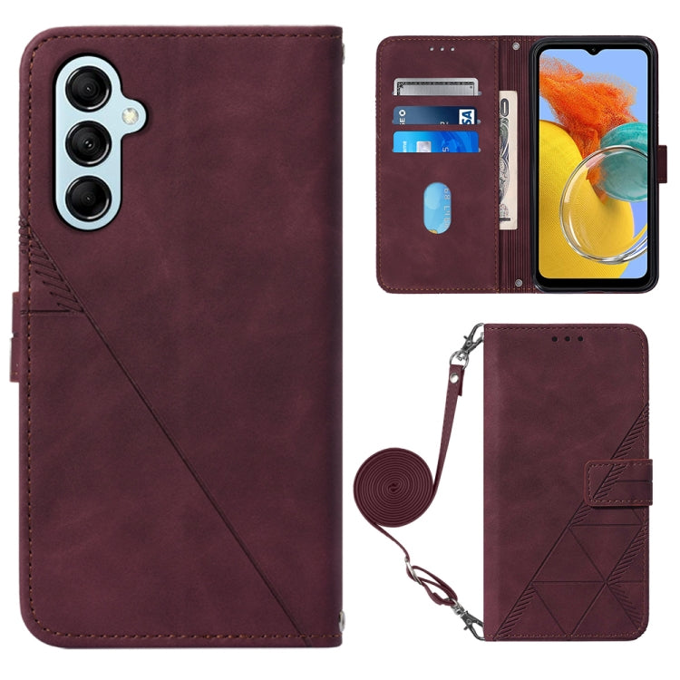 For Samsung Galaxy M14 5G Crossbody 3D Embossed Flip Leather Phone Case