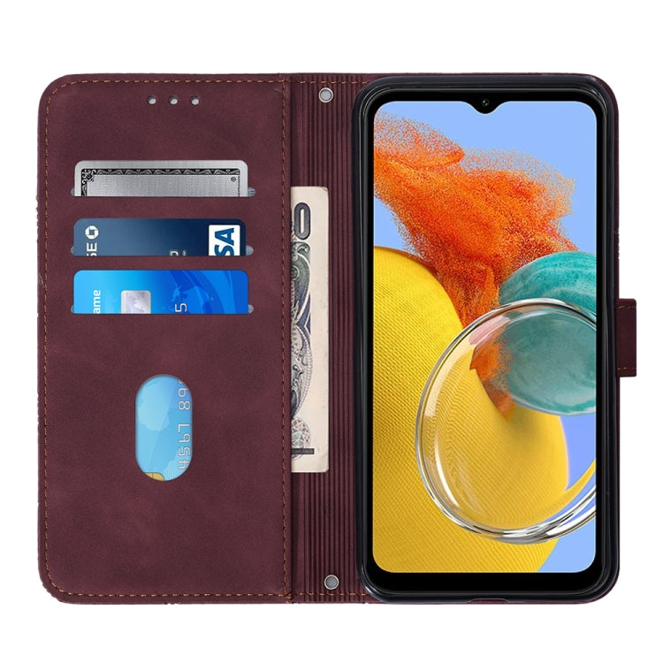 For Samsung Galaxy M14 5G Crossbody 3D Embossed Flip Leather Phone Case
