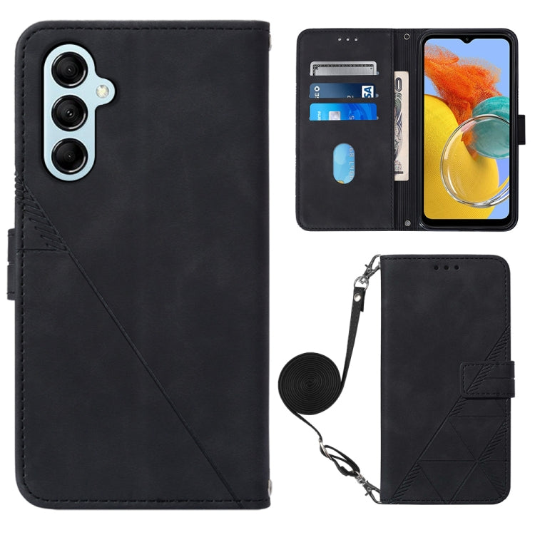For Samsung Galaxy M14 5G Crossbody 3D Embossed Flip Leather Phone Case