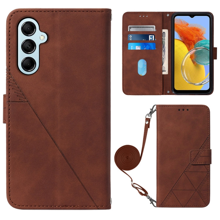 For Samsung Galaxy M14 5G Crossbody 3D Embossed Flip Leather Phone Case
