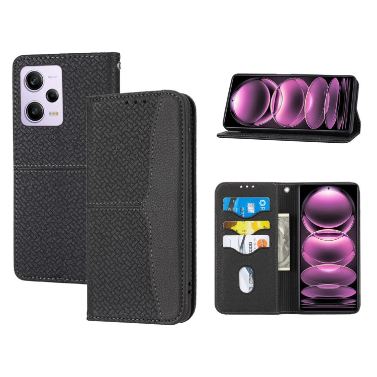For Redmi Note 12 Pro 5G Global Woven Texture Stitching Magnetic Leather Phone Case