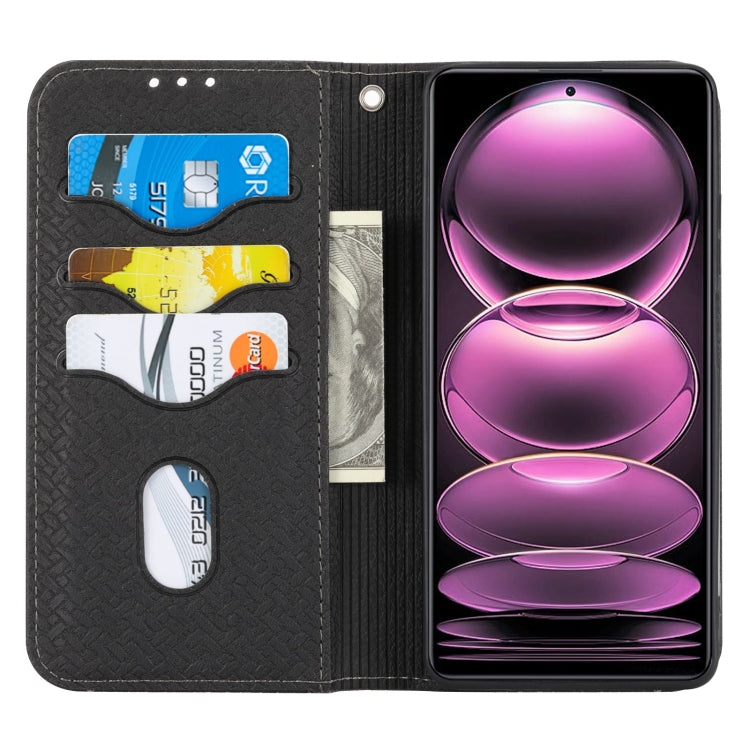 For Redmi Note 12 Pro+ Global Woven Texture Stitching Magnetic Leather Phone Case