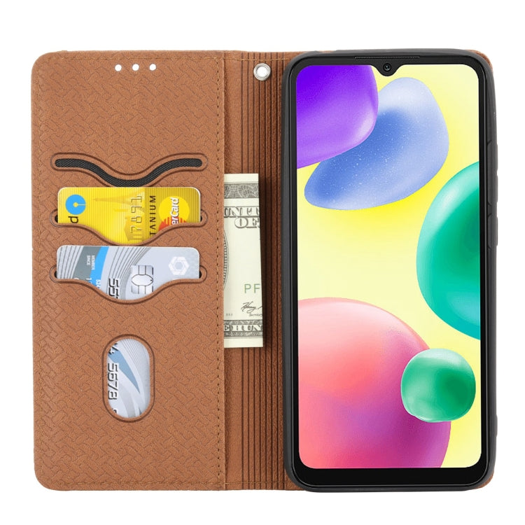 For Xiaomi Redmi 12C Woven Texture Stitching Magnetic Leather Phone Case