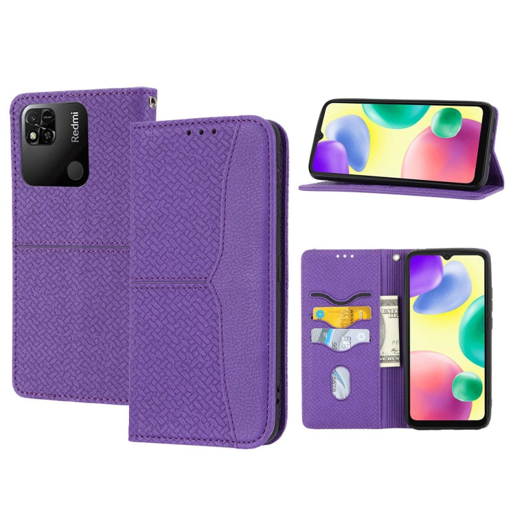 For Xiaomi Redmi 12C Woven Texture Stitching Magnetic Leather Phone Case
