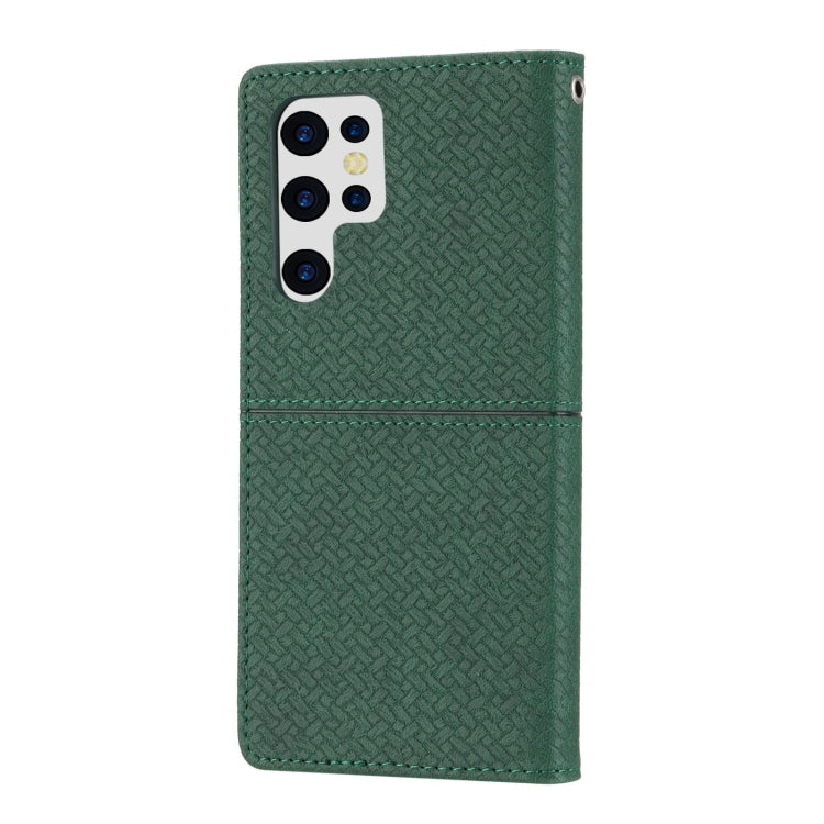 For Samsung Galaxy S23 Ultra 5G Woven Texture Stitching Magnetic Leather Phone Case