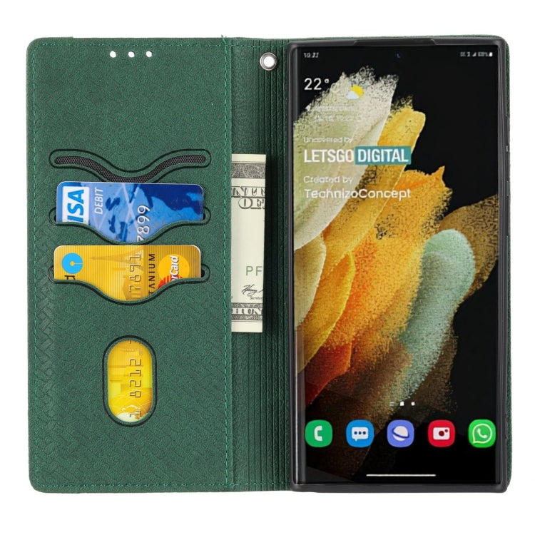 For Samsung Galaxy S23 Ultra 5G Woven Texture Stitching Magnetic Leather Phone Case