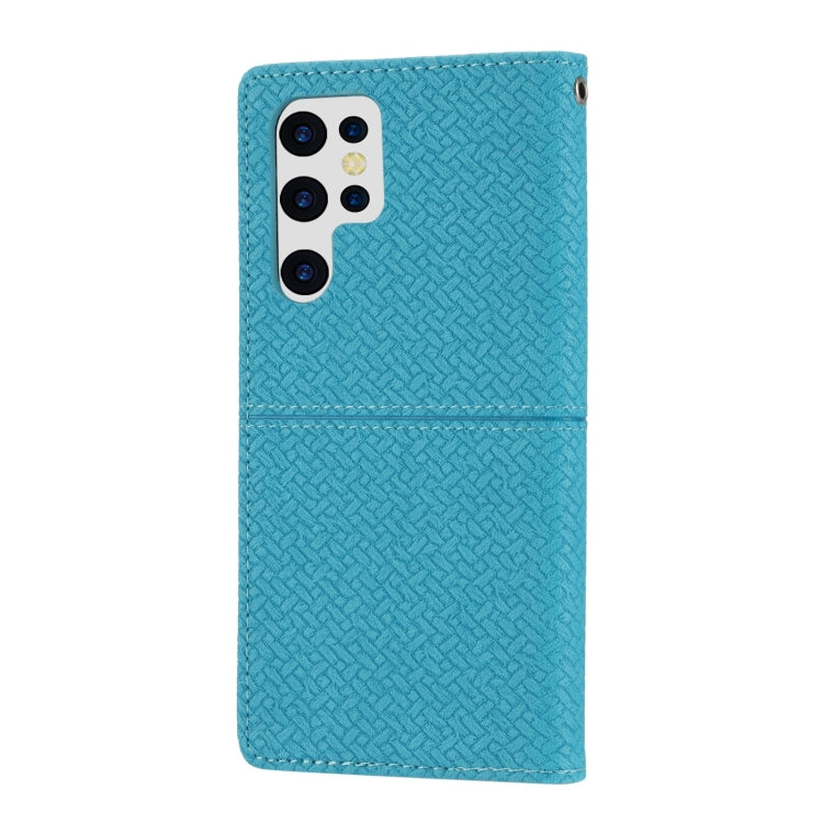 For Samsung Galaxy S23 Ultra 5G Woven Texture Stitching Magnetic Leather Phone Case