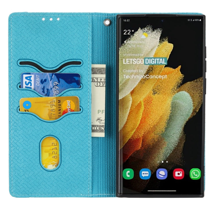 For Samsung Galaxy S23 Ultra 5G Woven Texture Stitching Magnetic Leather Phone Case