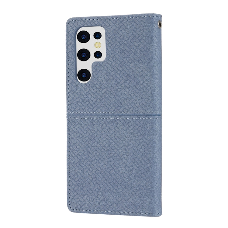 For Samsung Galaxy S23 Ultra 5G Woven Texture Stitching Magnetic Leather Phone Case