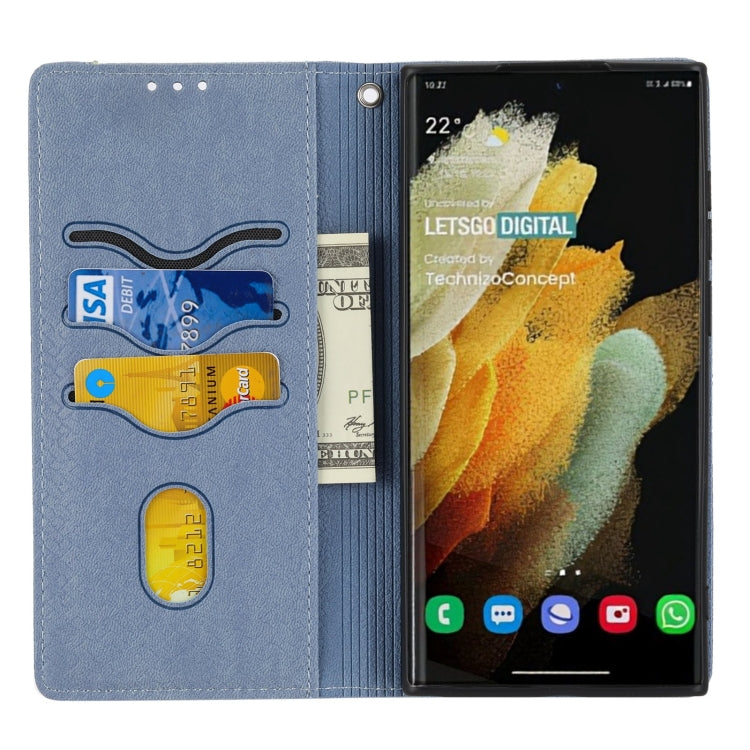 For Samsung Galaxy S23 Ultra 5G Woven Texture Stitching Magnetic Leather Phone Case