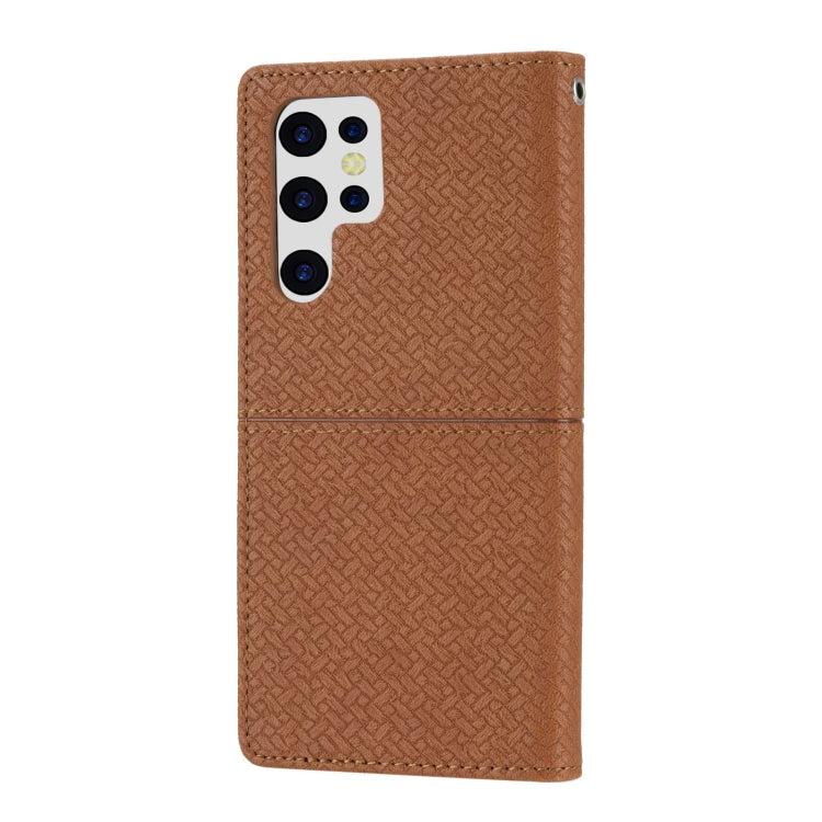 For Samsung Galaxy S23 Ultra 5G Woven Texture Stitching Magnetic Leather Phone Case