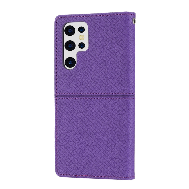 For Samsung Galaxy S23 Ultra 5G Woven Texture Stitching Magnetic Leather Phone Case