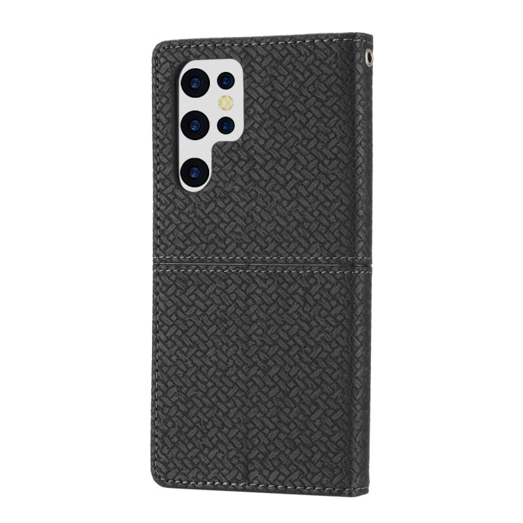 For Samsung Galaxy S23 Ultra 5G Woven Texture Stitching Magnetic Leather Phone Case
