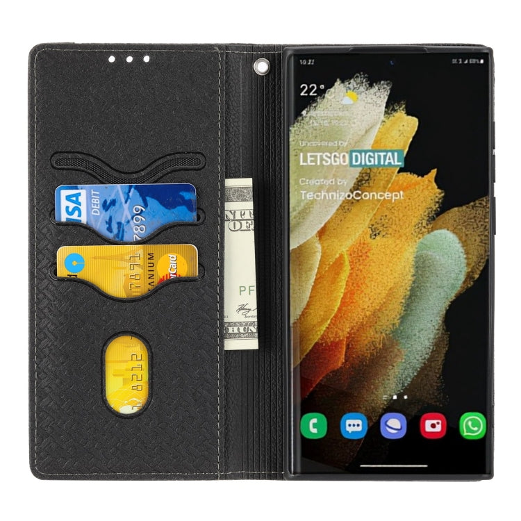 For Samsung Galaxy S23 Ultra 5G Woven Texture Stitching Magnetic Leather Phone Case