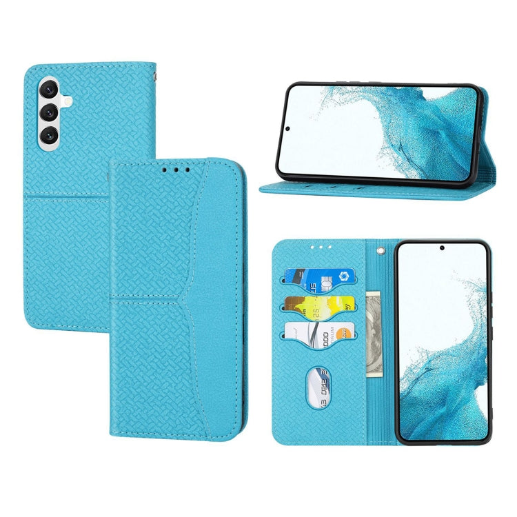 For Samsung Galaxy A14 5G Woven Texture Stitching Magnetic Leather Phone Case
