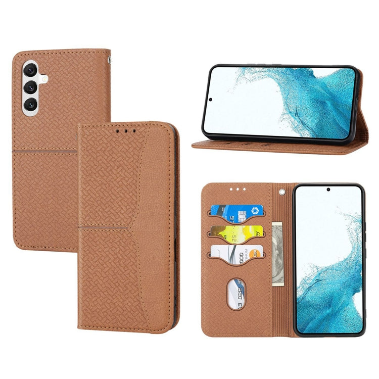 For Samsung Galaxy A14 5G Woven Texture Stitching Magnetic Leather Phone Case