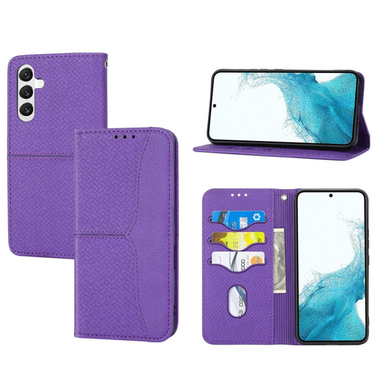 For Samsung Galaxy A14 5G Woven Texture Stitching Magnetic Leather Phone Case