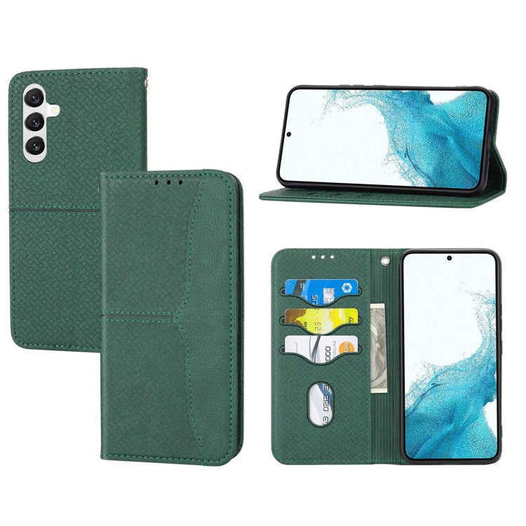 For Samsung Galaxy A34 5G Woven Texture Stitching Magnetic Leather Phone Case