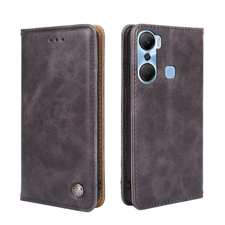 For Infinix Hot 12 Pro Non-Magnetic Retro Texture Leather Phone Case