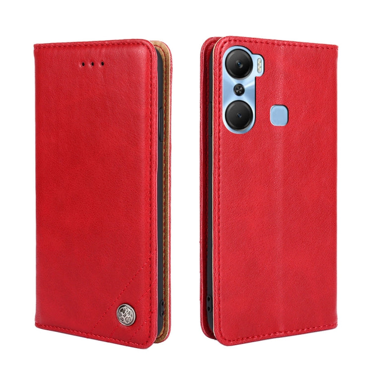 For Infinix Hot 12 Pro Non-Magnetic Retro Texture Leather Phone Case