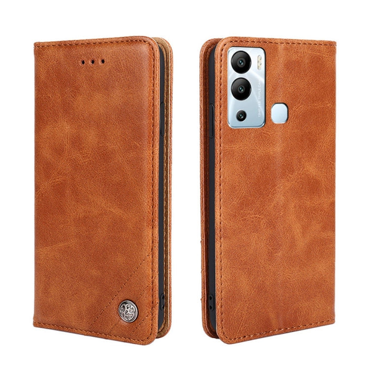 For Infinix Hot 12i Non-Magnetic Retro Texture Leather Phone Case