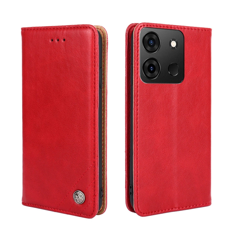 For Infinix Smart 7 Non-Magnetic Retro Texture Leather Phone Case