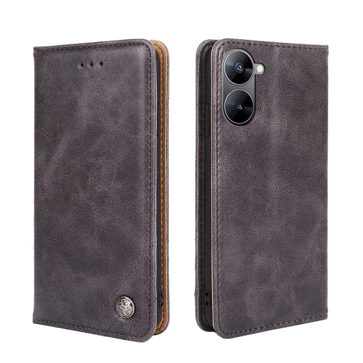 For Realme V30 5G / V30T Non-Magnetic Retro Texture Leather Phone Case