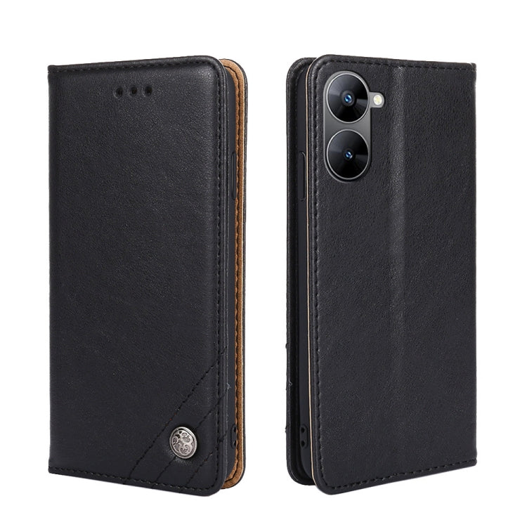 For Realme V30 5G / V30T Non-Magnetic Retro Texture Leather Phone Case
