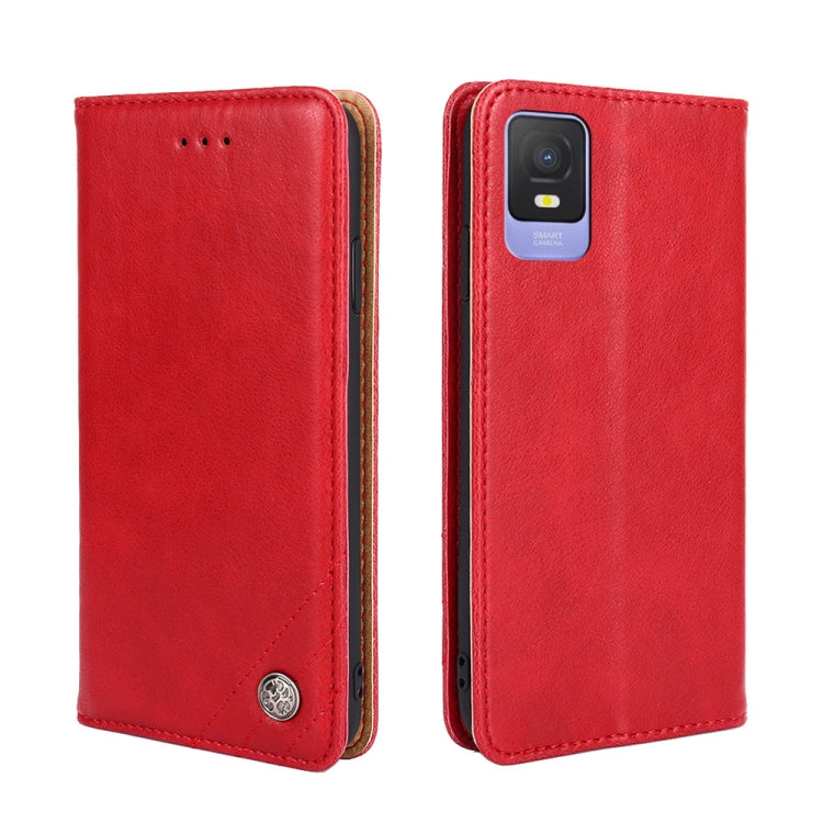 For TCL 403 Non-Magnetic Retro Texture Leather Phone Case