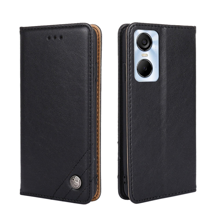 For Tecno Pop 6 Pro Non-Magnetic Retro Texture Leather Phone Case