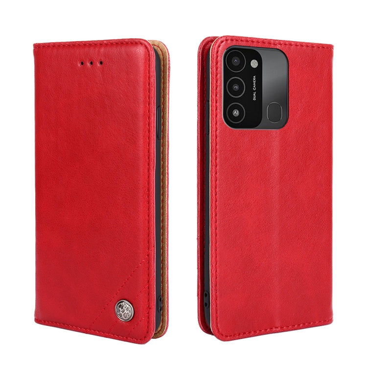 For Tecno Spark 8C Non-Magnetic Retro Texture Leather Phone Case