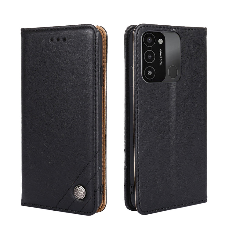 For Tecno Spark 8C Non-Magnetic Retro Texture Leather Phone Case
