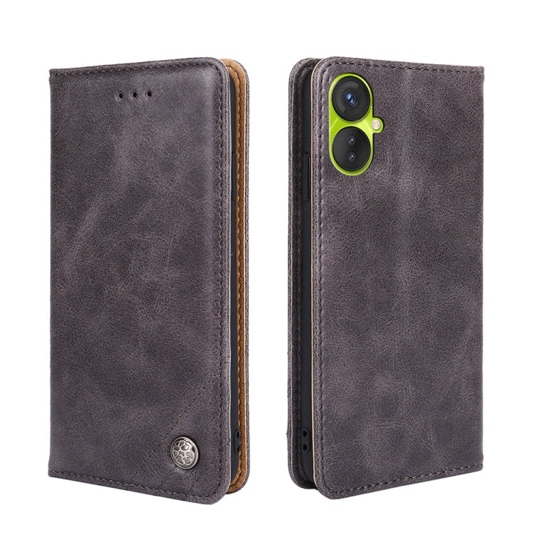 For Tecno Spark 9 Pro Non-Magnetic Retro Texture Leather Phone Case