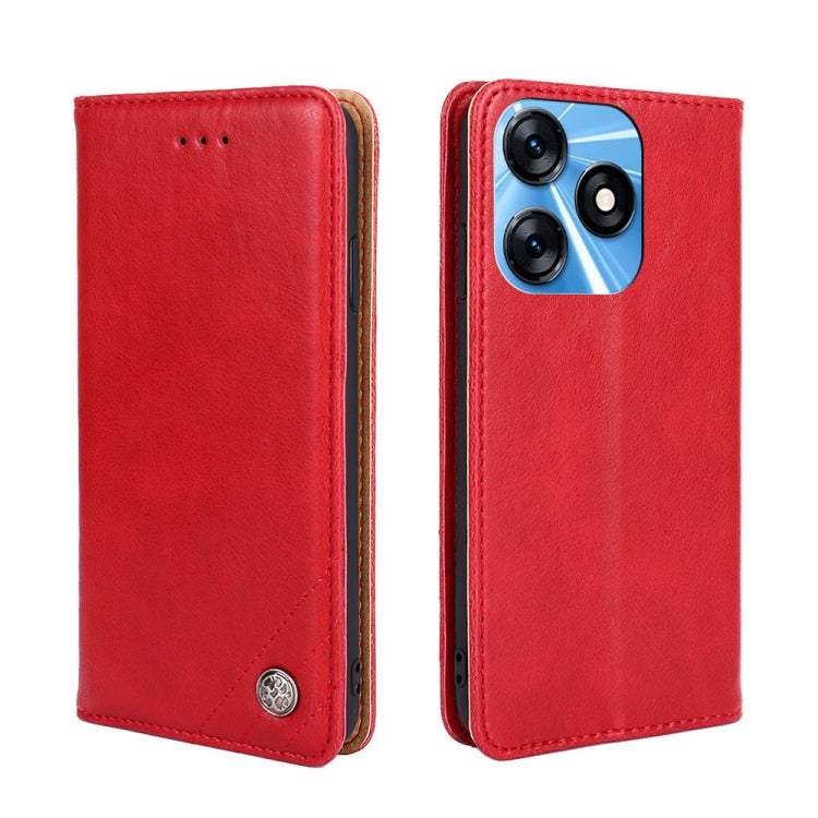 For Tecno Spark 10 4G Non-Magnetic Retro Texture Leather Phone Case