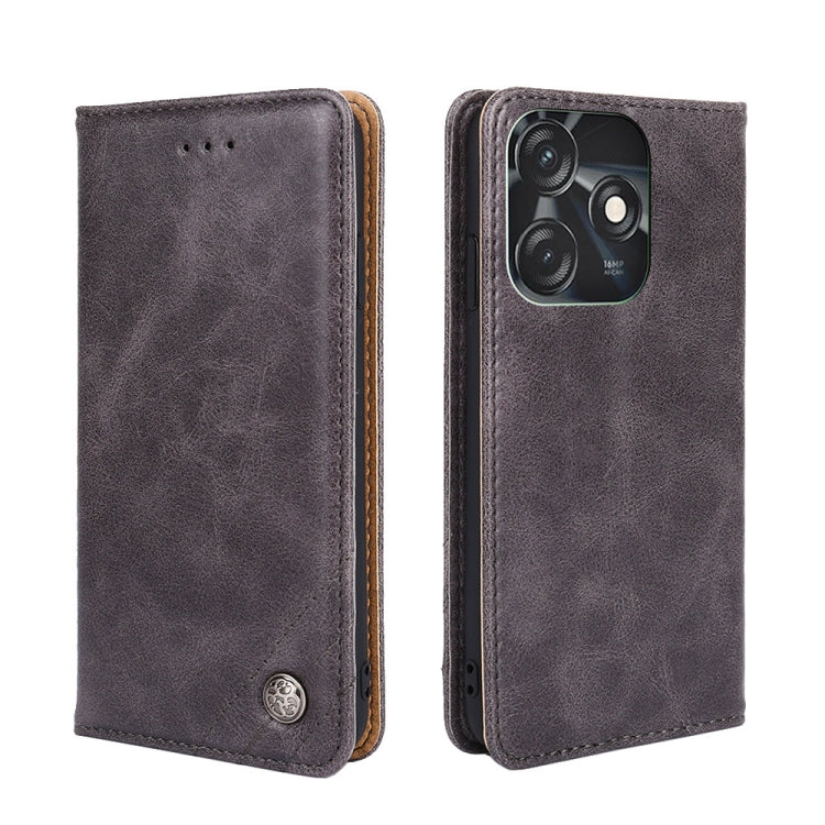 For Tecno Spark 10C Non-Magnetic Retro Texture Leather Phone Case
