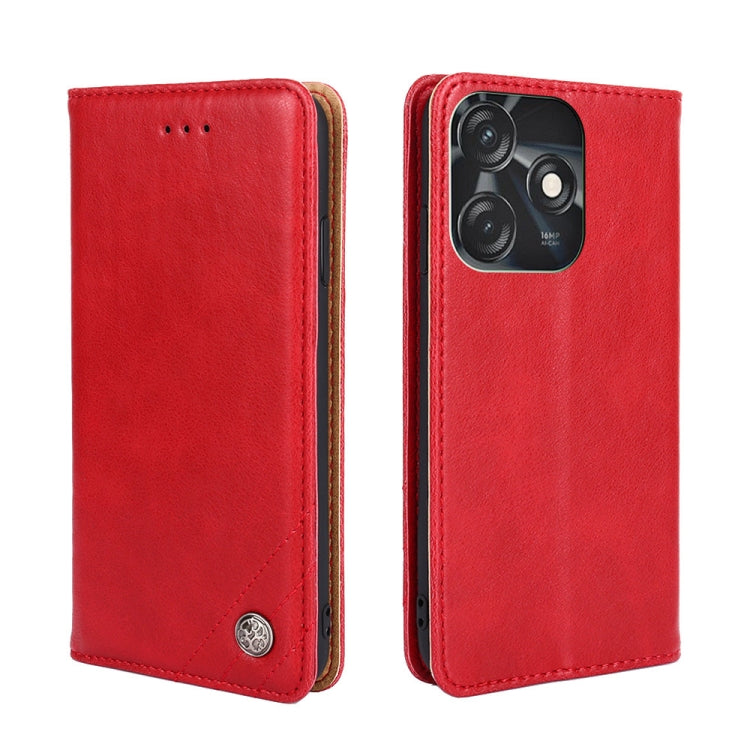 For Tecno Spark 10C Non-Magnetic Retro Texture Leather Phone Case