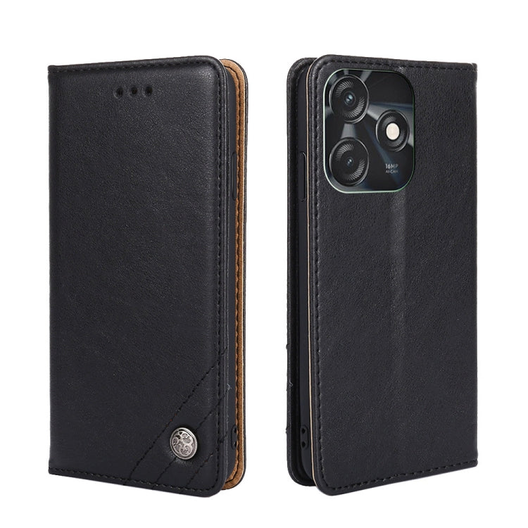 For Tecno Spark 10C Non-Magnetic Retro Texture Leather Phone Case