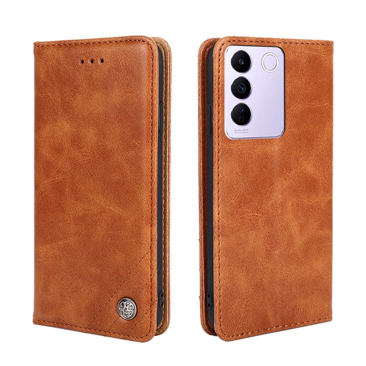 For vivo S16e Non-Magnetic Retro Texture Leather Phone Case
